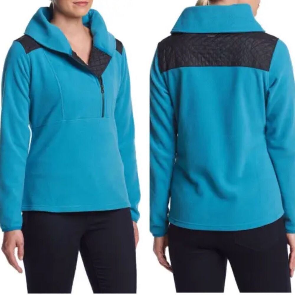 COLUMBIA Blue & Black Half Zip Fleece Top Jacket Size Medium